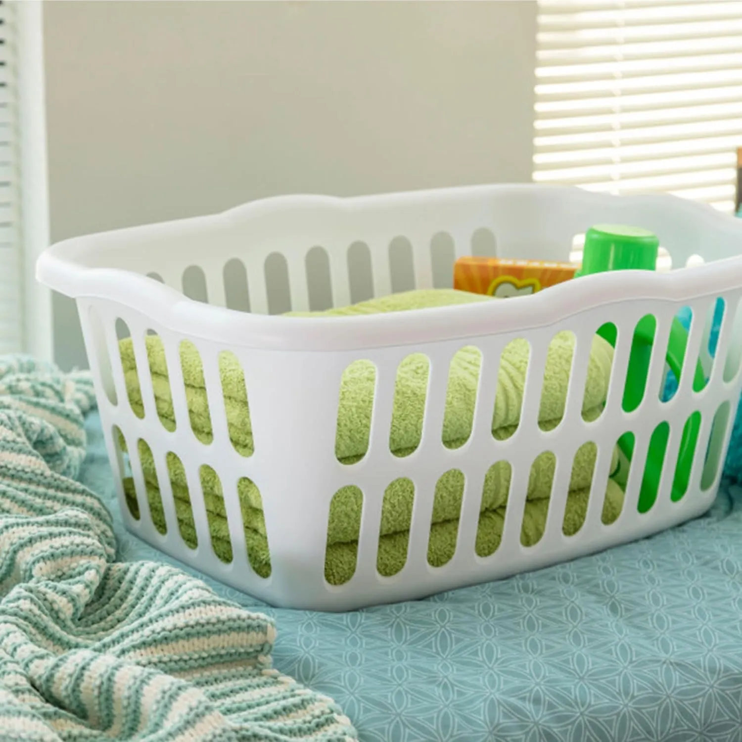 Sterilite 12-Pack Plastic Laundry Basket, 1.5 Bushel Clothes Hamper Bin, White