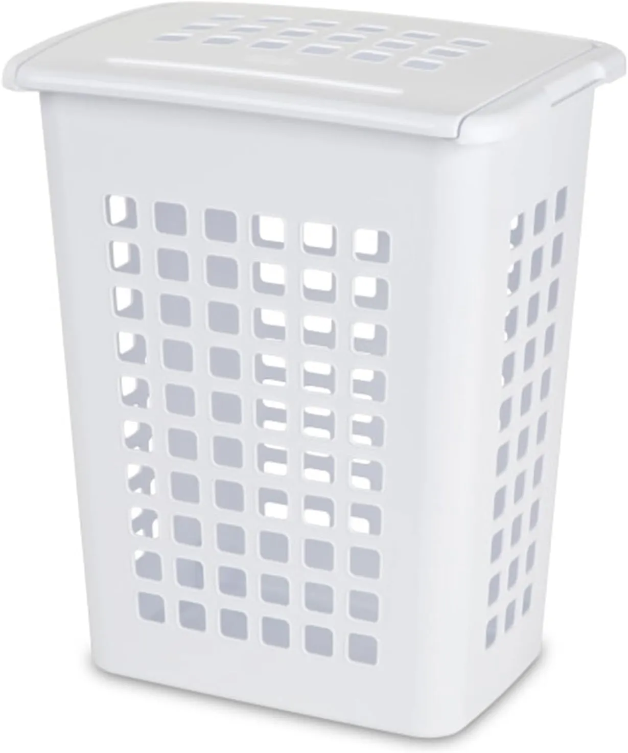 Sterilite 4 Pack Rectangular LiftTop Laundry Hampers, Plastic Clothes Basket with Lid