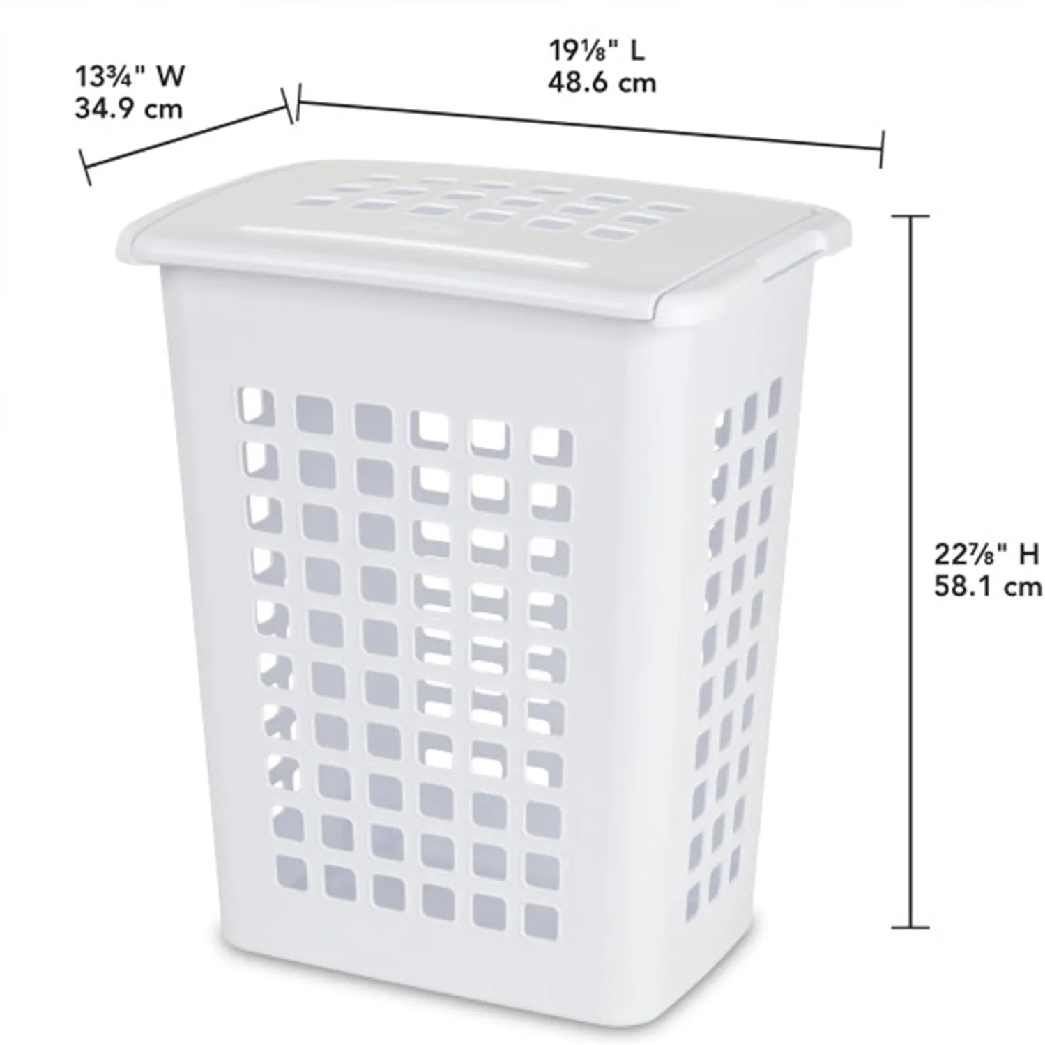 Sterilite 4 Pack Rectangular LiftTop Laundry Hampers, Plastic Clothes Basket with Lid