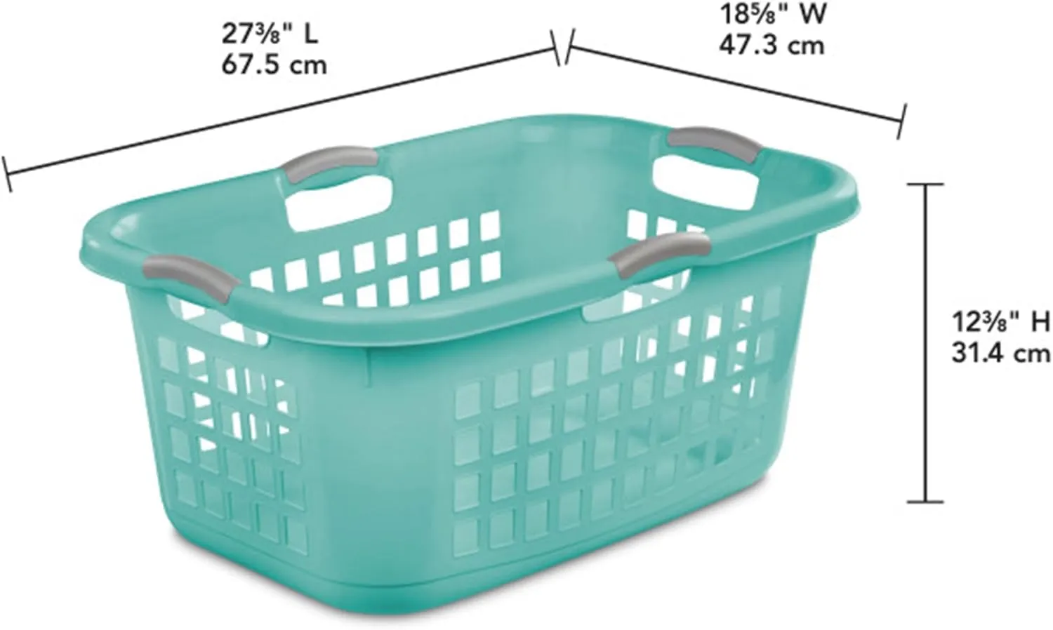 Sterilite 6 Pack Plastic Laundry Basket Clothes Hamper, 2 Bushel, Ultra, Aqua Chrome