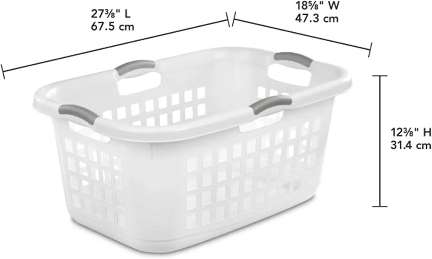 Sterilite 6 Pack Plastic Laundry Basket Clothes Hamper, 2 Bushel, Ultra, White