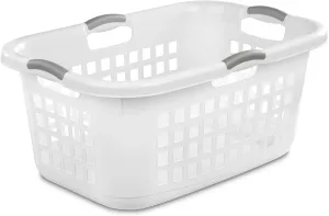 Sterilite 6 Pack Plastic Laundry Basket Clothes Hamper, 2 Bushel, Ultra, White