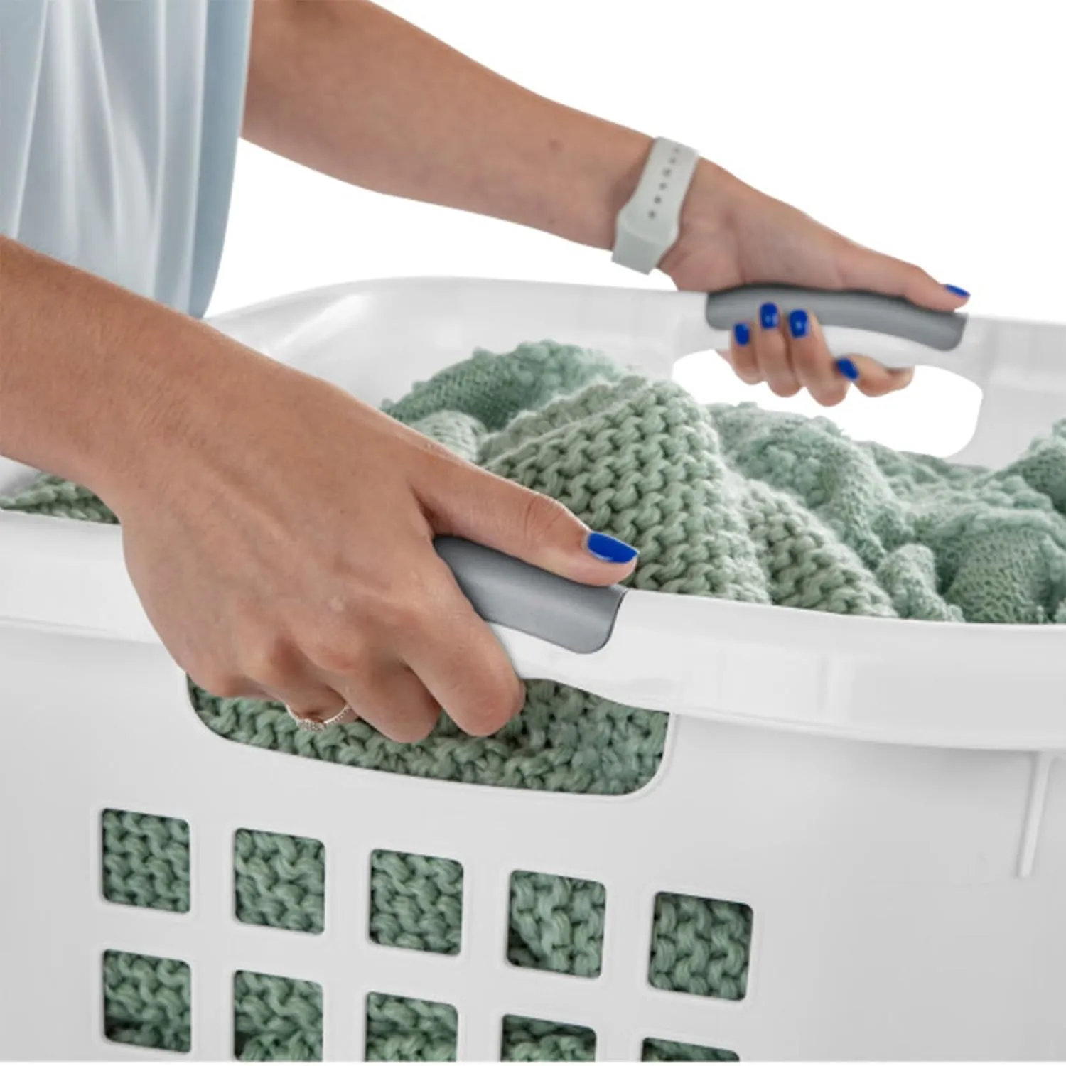 Sterilite 6 Pack Plastic Laundry Basket Clothes Hamper, 2 Bushel, Ultra, White