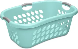 Sterilite 6 Pack Plastic Laundry Basket Hamper, 1.25 Bushel, Ultra HipHold, Aqua Chrome