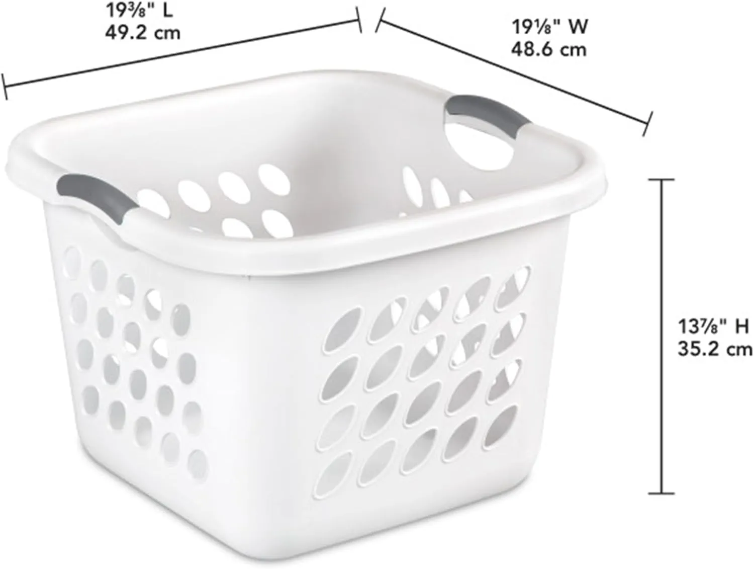 Sterilite 6-Pack Square Laundry Basket, Sturdy Plastic Clothes Hamper, 1.5 Bushel, White
