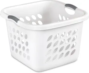 Sterilite 6-Pack Square Laundry Basket, Sturdy Plastic Clothes Hamper, 1.5 Bushel, White