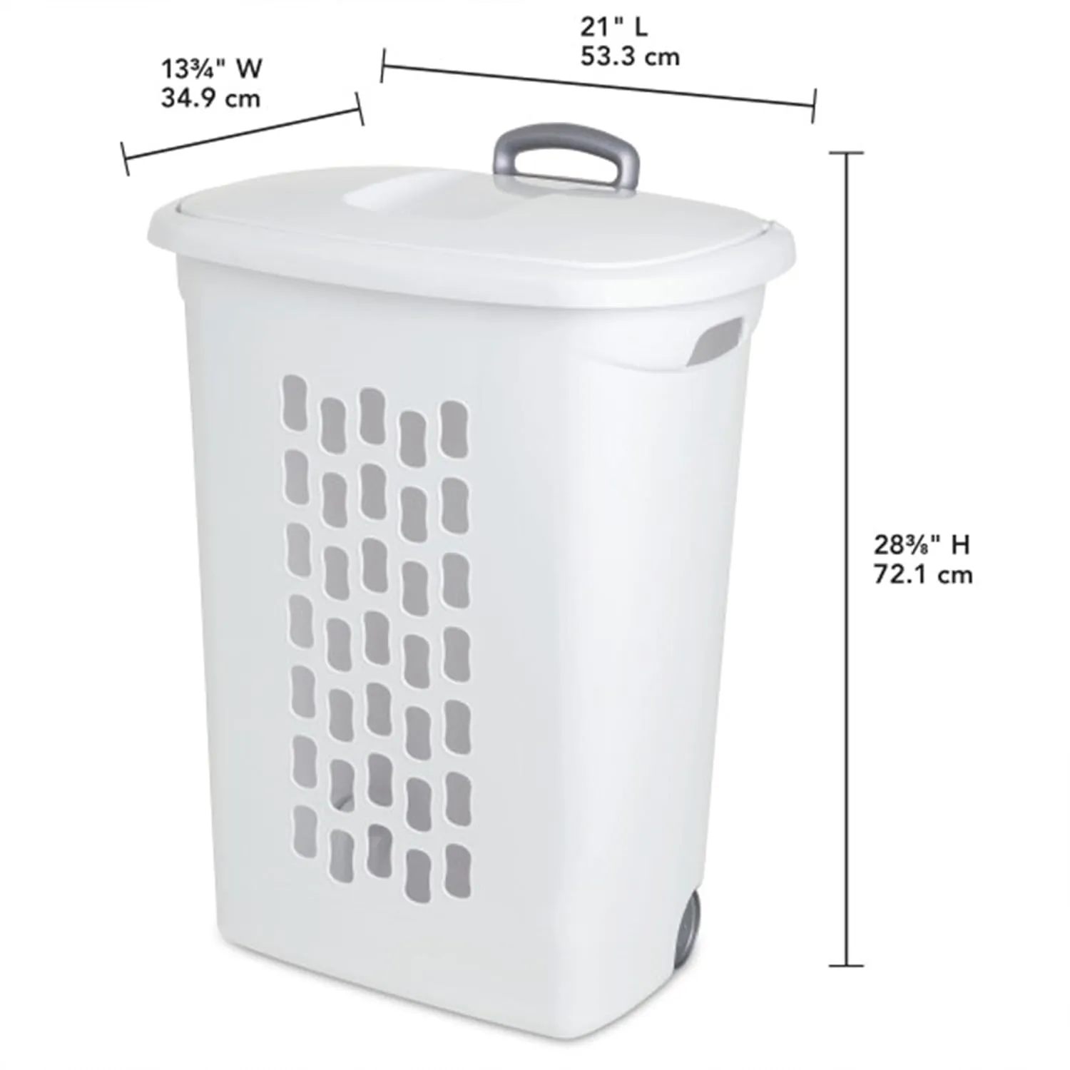 Sterilite 9-Pack Laundry Hamper with Lid and Wheels, Rolling Plastic Basket, Ultra, White