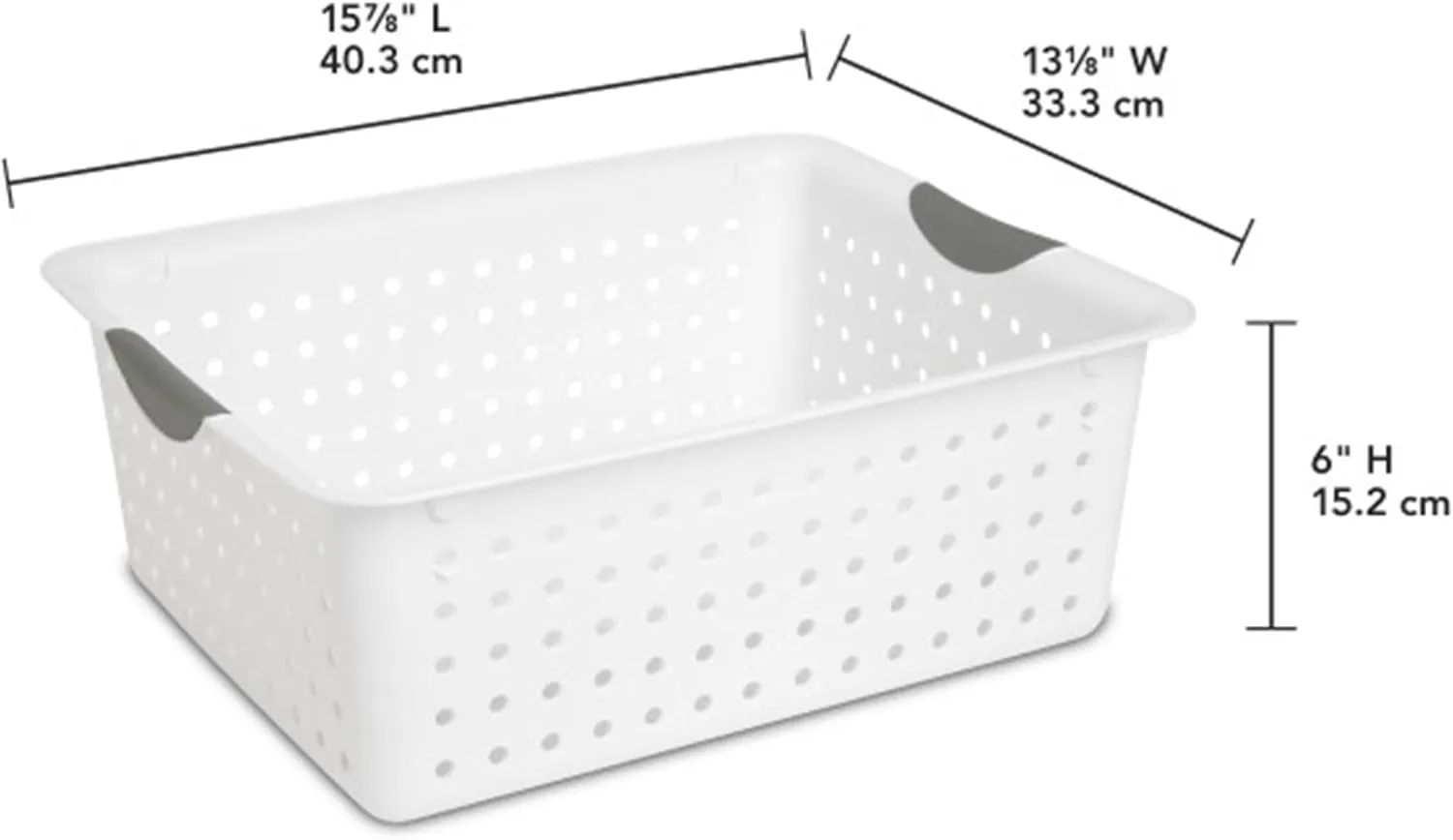 Sterilite Large Ultra Basket, Storage Bin to Organize Closets, Cabinets, Pantry, Shelving and Countertop Space, White, (Pack of 6)