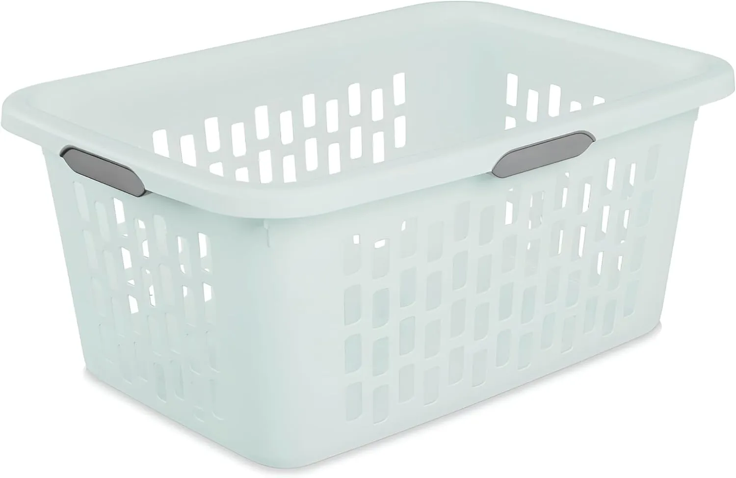 Sterilite Laundry Basket, Plastic Clothes Hamper, Large Rectangle Bin with Comfort Grip Handles and Reinforced Rim, 2 Bushel Capacity, Mint, 6 Pack