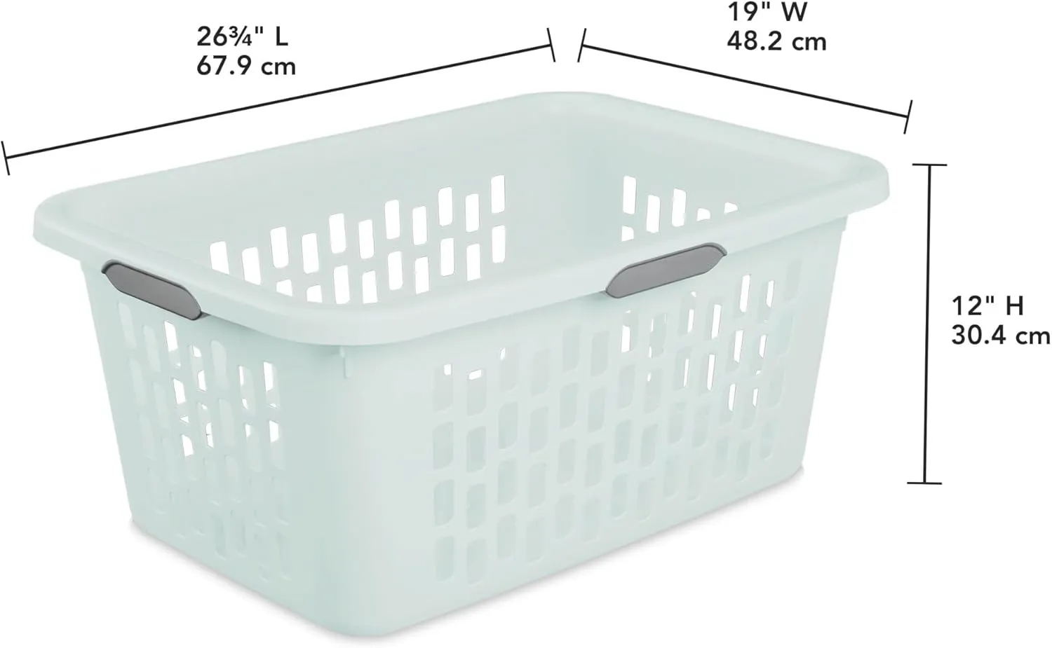 Sterilite Laundry Basket, Plastic Clothes Hamper, Large Rectangle Bin with Comfort Grip Handles and Reinforced Rim, 2 Bushel Capacity, Mint, 6 Pack