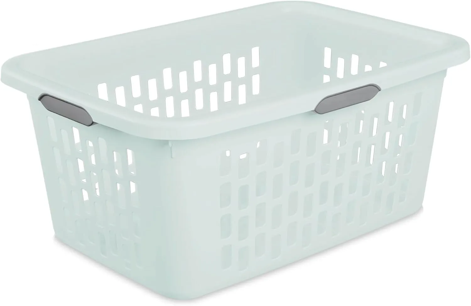 Sterilite Laundry Basket, Plastic Clothes Hamper, Large Rectangle Bin with Comfort Grip Handles and Reinforced Rim, 2 Bushel Capacity, Mint, 6 Pack