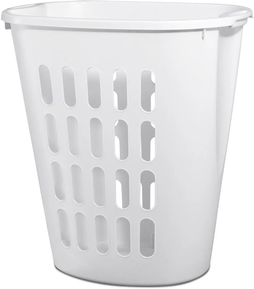 Sterilite Open Laundry Hamper, Tall and Slim Plastic Hamper for Collecting Dirty Clothes or Sorting Clean Clothes, White, 6-Pack