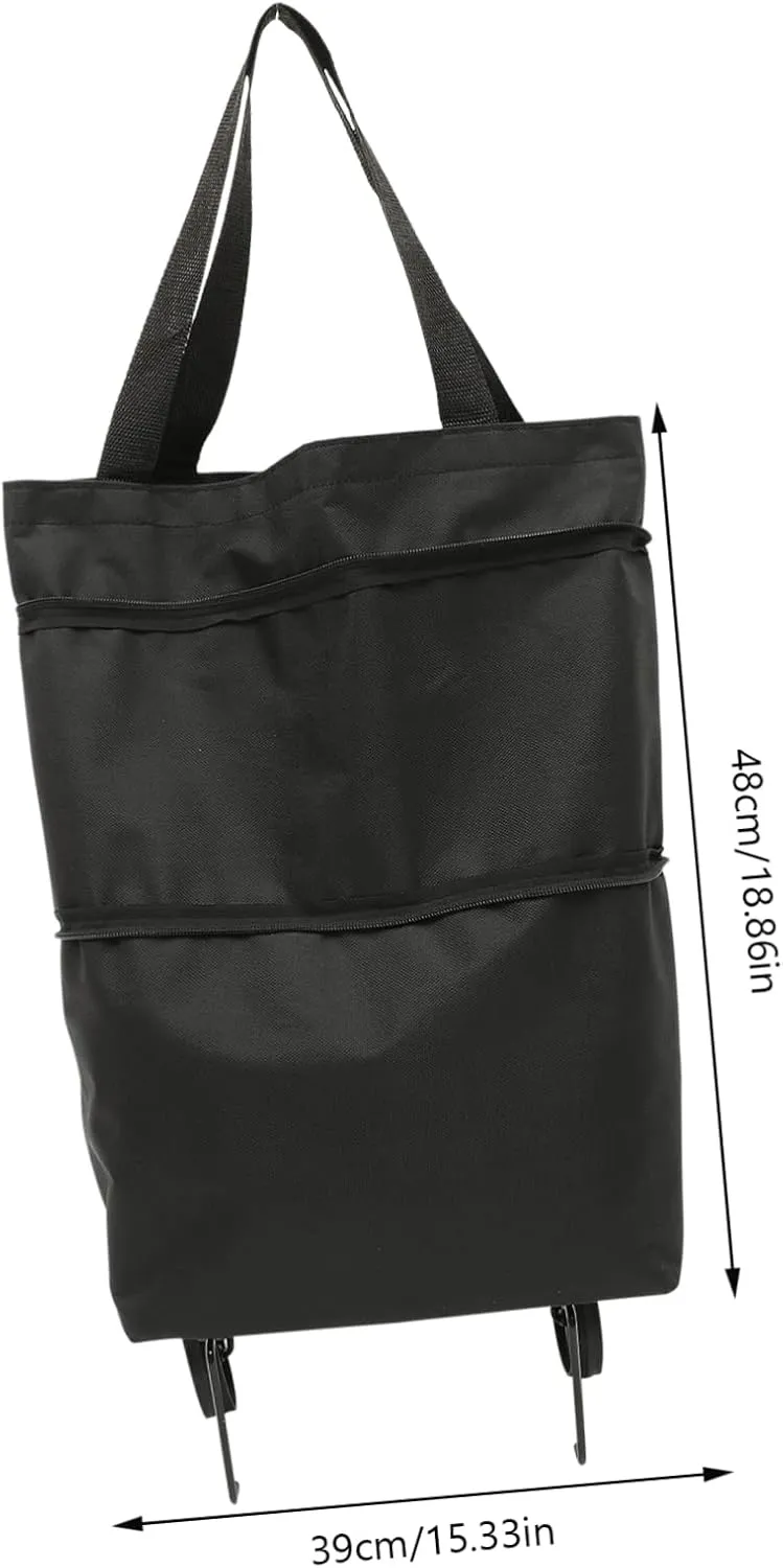 Storage Bag with Wheels Foldable Laundry Bag Shopping Storage Bag Wagons Carts Heavy Duty Foldable Tey