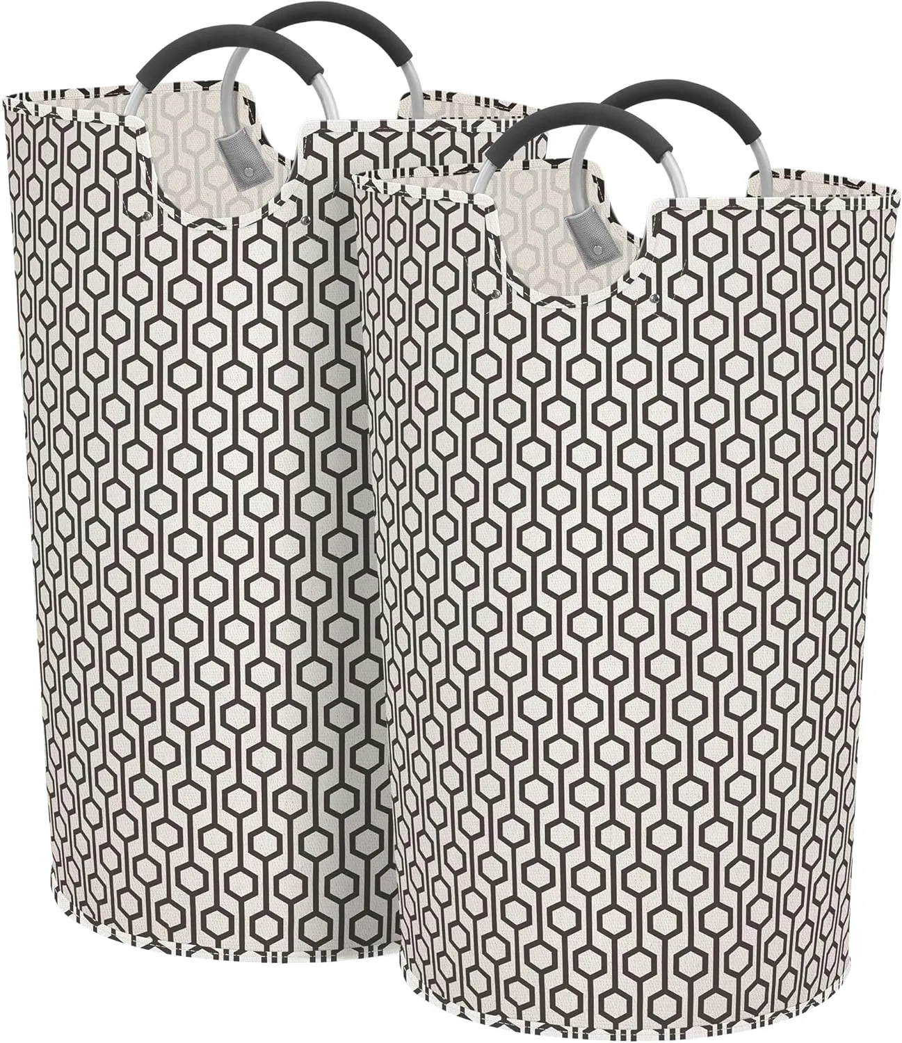 STORAGE MANIAC 2 Pack 115L Extra Large Laundry Basket Freestanding Laundry Hamper, Collapsible Laundrys Baskets Waterproof Laundry Bag with Padded Handles, Folding Tall Clothes Hamper, Hexagon