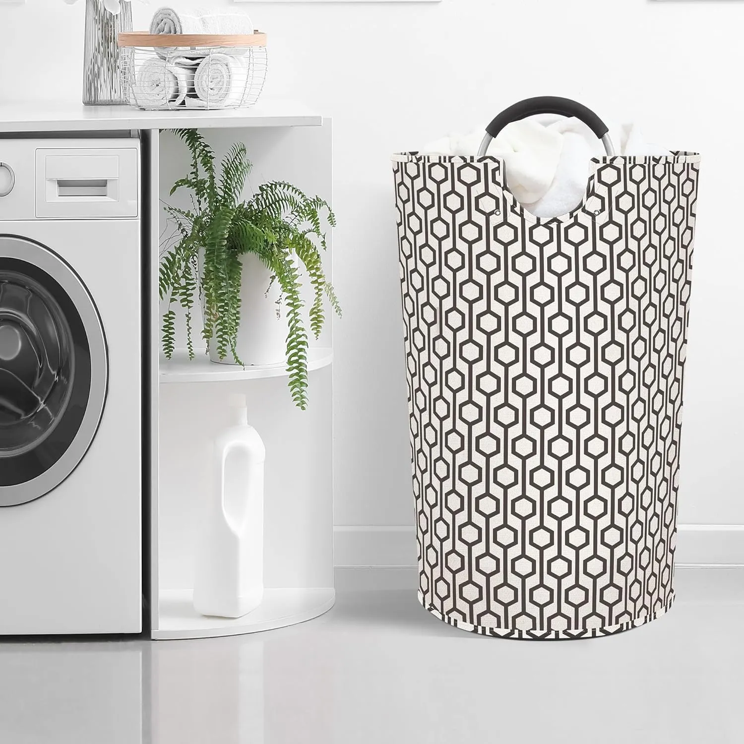 STORAGE MANIAC 2 Pack 115L Extra Large Laundry Basket Freestanding Laundry Hamper, Collapsible Laundrys Baskets Waterproof Laundry Bag with Padded Handles, Folding Tall Clothes Hamper, Hexagon