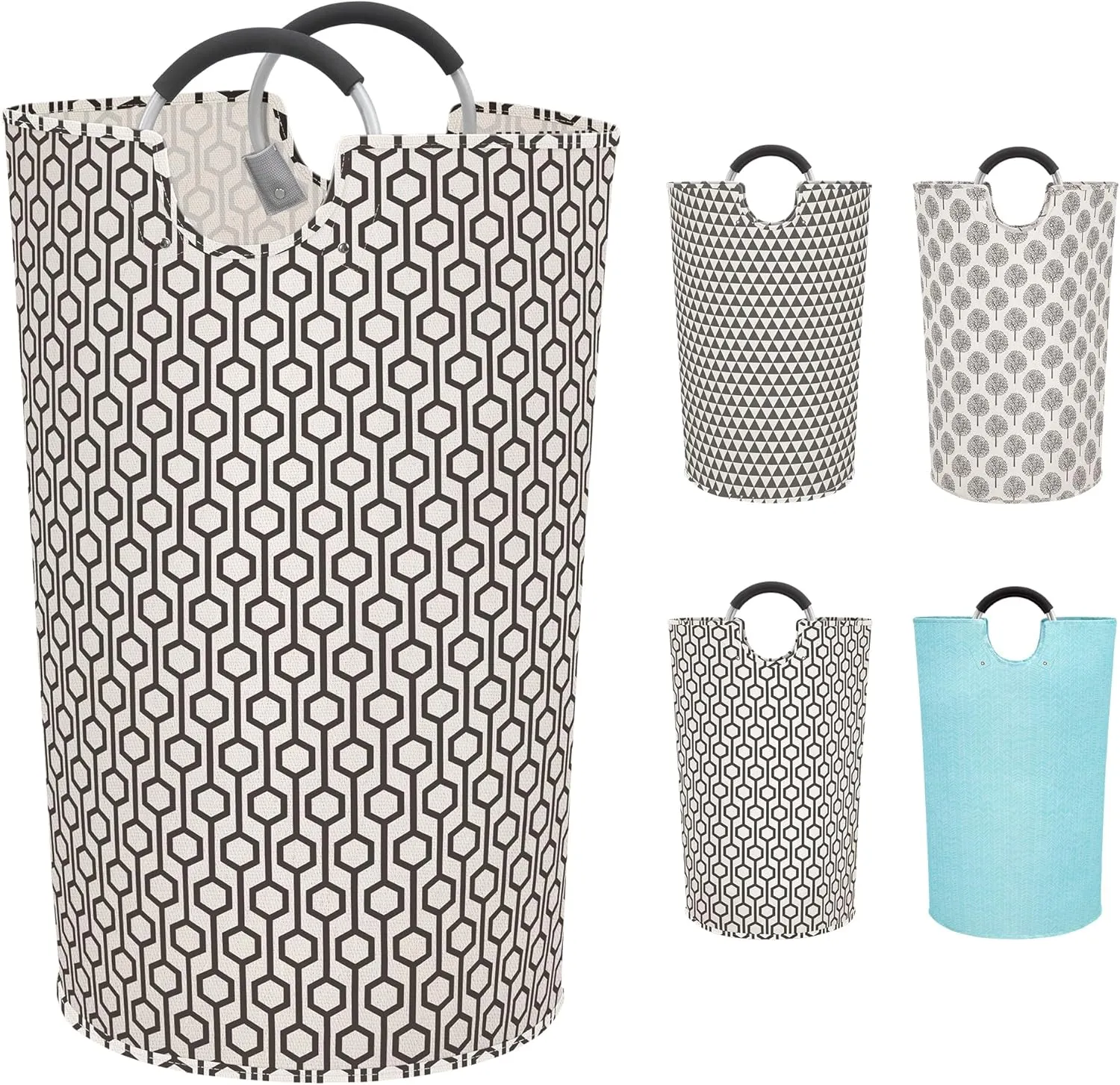 STORAGE MANIAC 2 Pack 115L Extra Large Laundry Basket Freestanding Laundry Hamper, Collapsible Laundrys Baskets Waterproof Laundry Bag with Padded Handles, Folding Tall Clothes Hamper, Hexagon