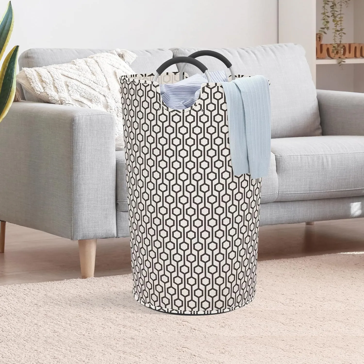 STORAGE MANIAC 2 Pack 115L Extra Large Laundry Basket Freestanding Laundry Hamper, Collapsible Laundrys Baskets Waterproof Laundry Bag with Padded Handles, Folding Tall Clothes Hamper, Hexagon