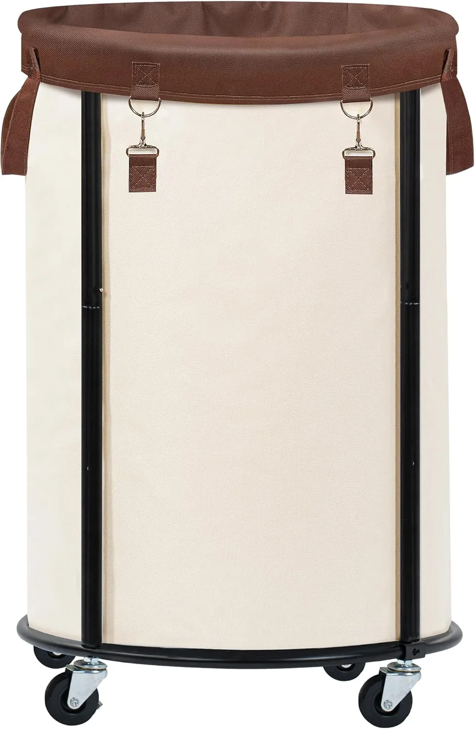 STORAGE MANIAC Rolling Laundry Hamper with Wheels 110L Laundry Basket, Round Laundry Cart with Metal Frame and Removable Bag, Clothes Hamper for Bedroom, Bathroom, Dorm Room, Laundry Room, Beige