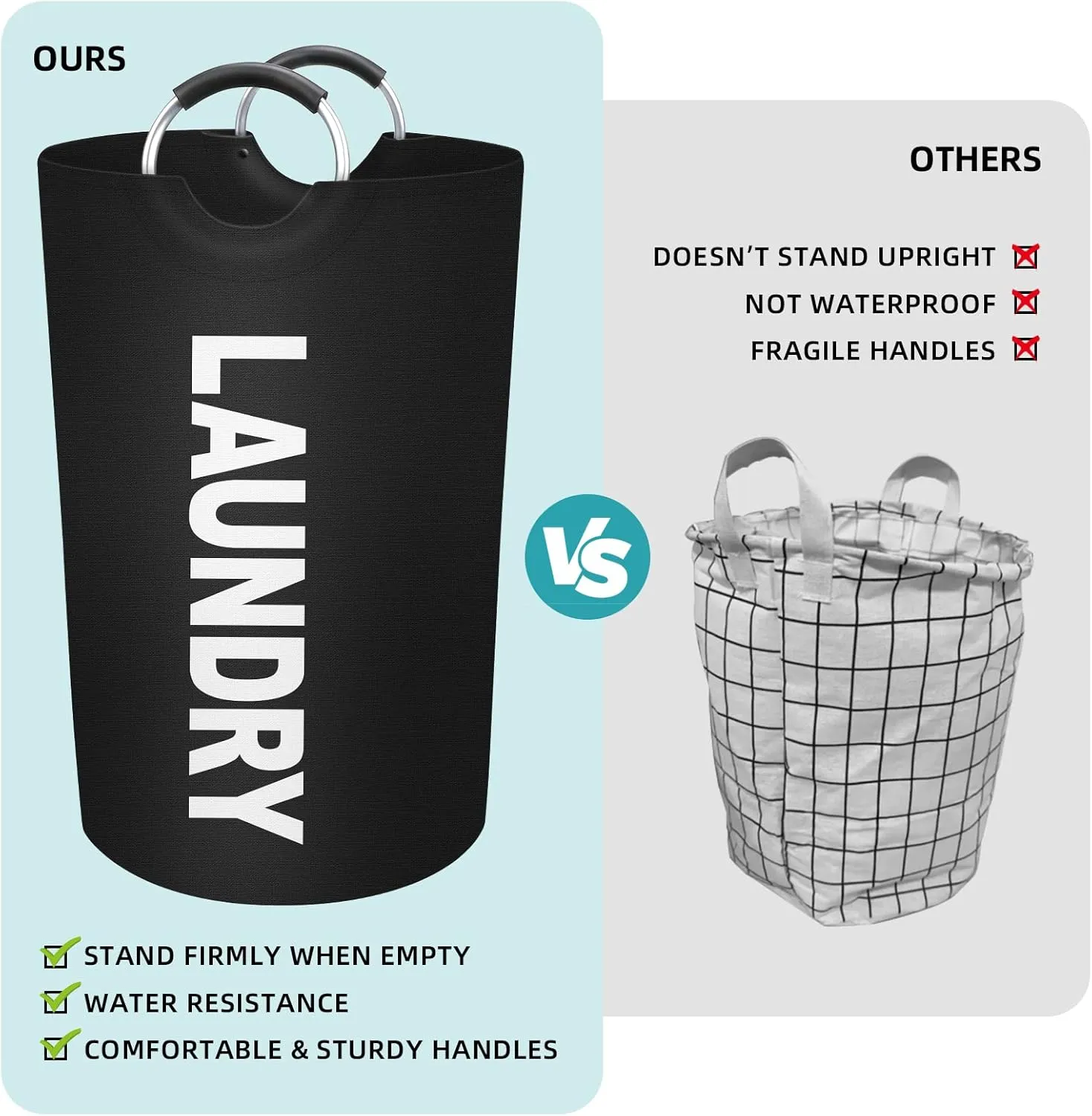 StorageRight 115L Large Laundry Basket, Laundry Hamper, Dirty Clothes Hamper for Laundry, Collapsible, Waterproof Laundry Baskets with Foam Protected Aluminum Handles for Laundry, Dorm, Family (Black)