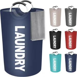 StorageRight 115L Large Laundry Basket, Laundry Hamper, Dirty Clothes Hamper for Laundry, Collapsible, Waterproof Laundry Baskets with Foam Protected Aluminum Handles for Laundry, Dorm, Family (Blue)