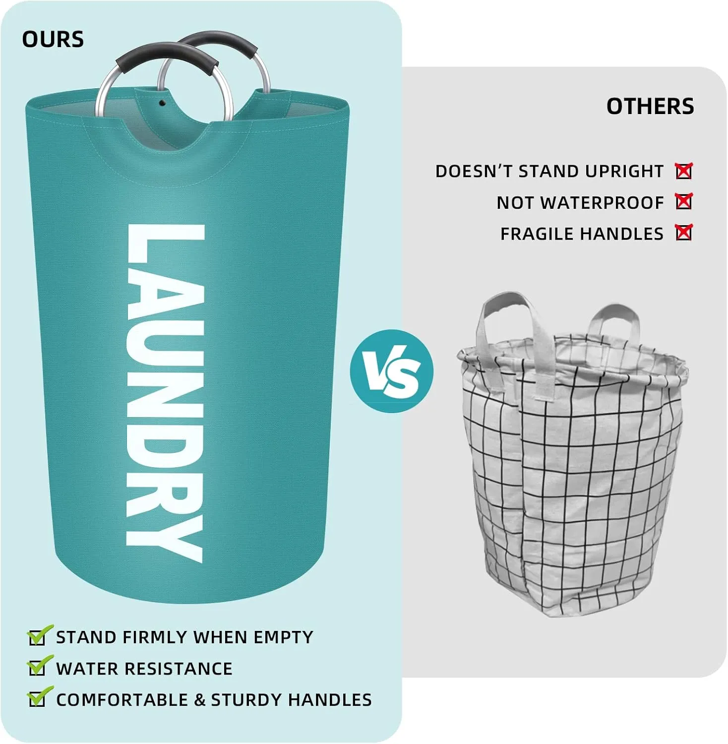 StorageRight 115L Large Laundry Basket, Laundry Hamper, Dirty Clothes Hamper for Laundry, Collapsible, Waterproof Laundry Baskets with Foam Protected Aluminum Handles for Laundry, Dorm, Family (Green)