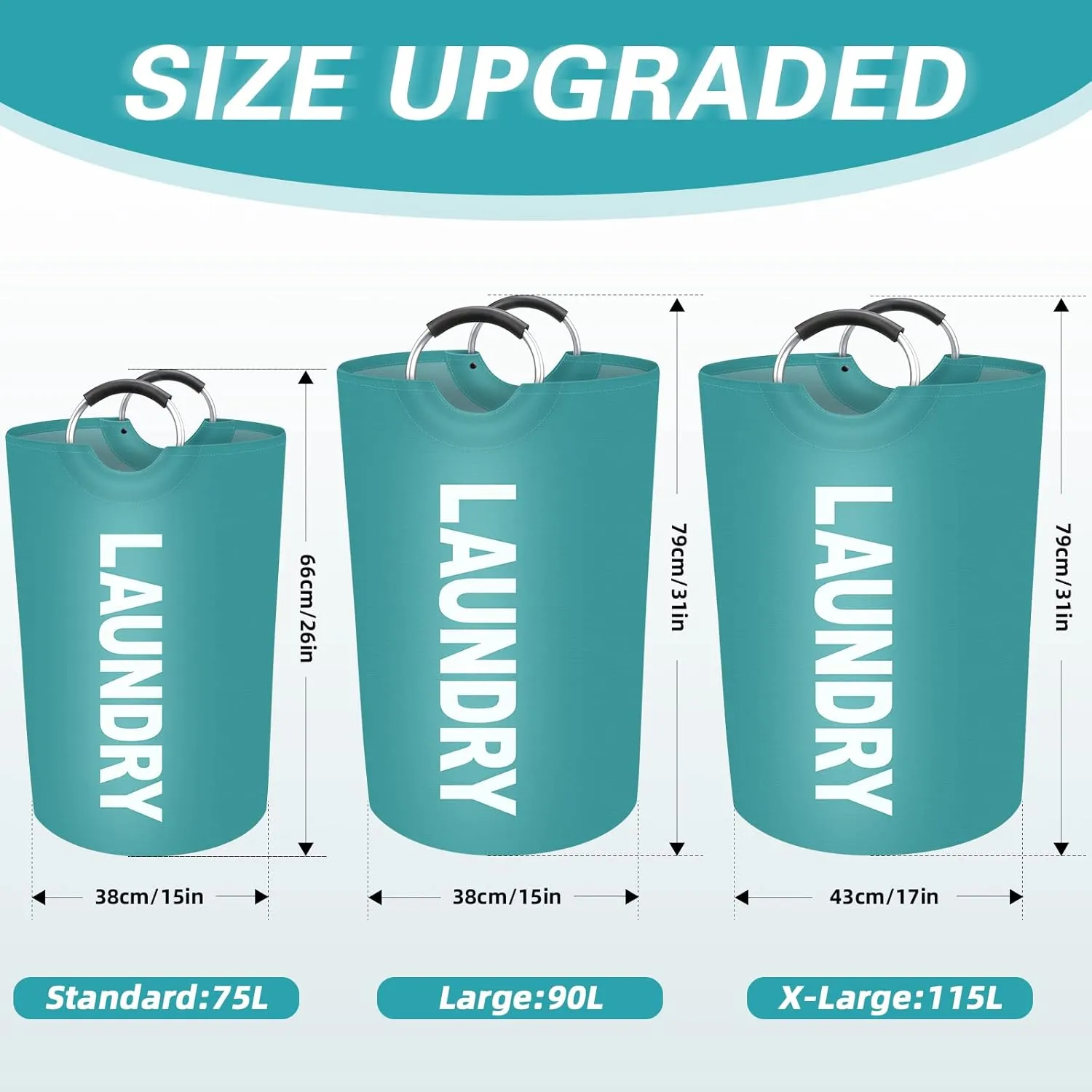 StorageRight 90L Large Laundry Basket, Laundry Hamper, Dirty Clothes Hamper for Laundry, Collapsible, Waterproof Laundry Baskets with Foam Protected Aluminum Handles for Laundry, Dorm, Family (Green)