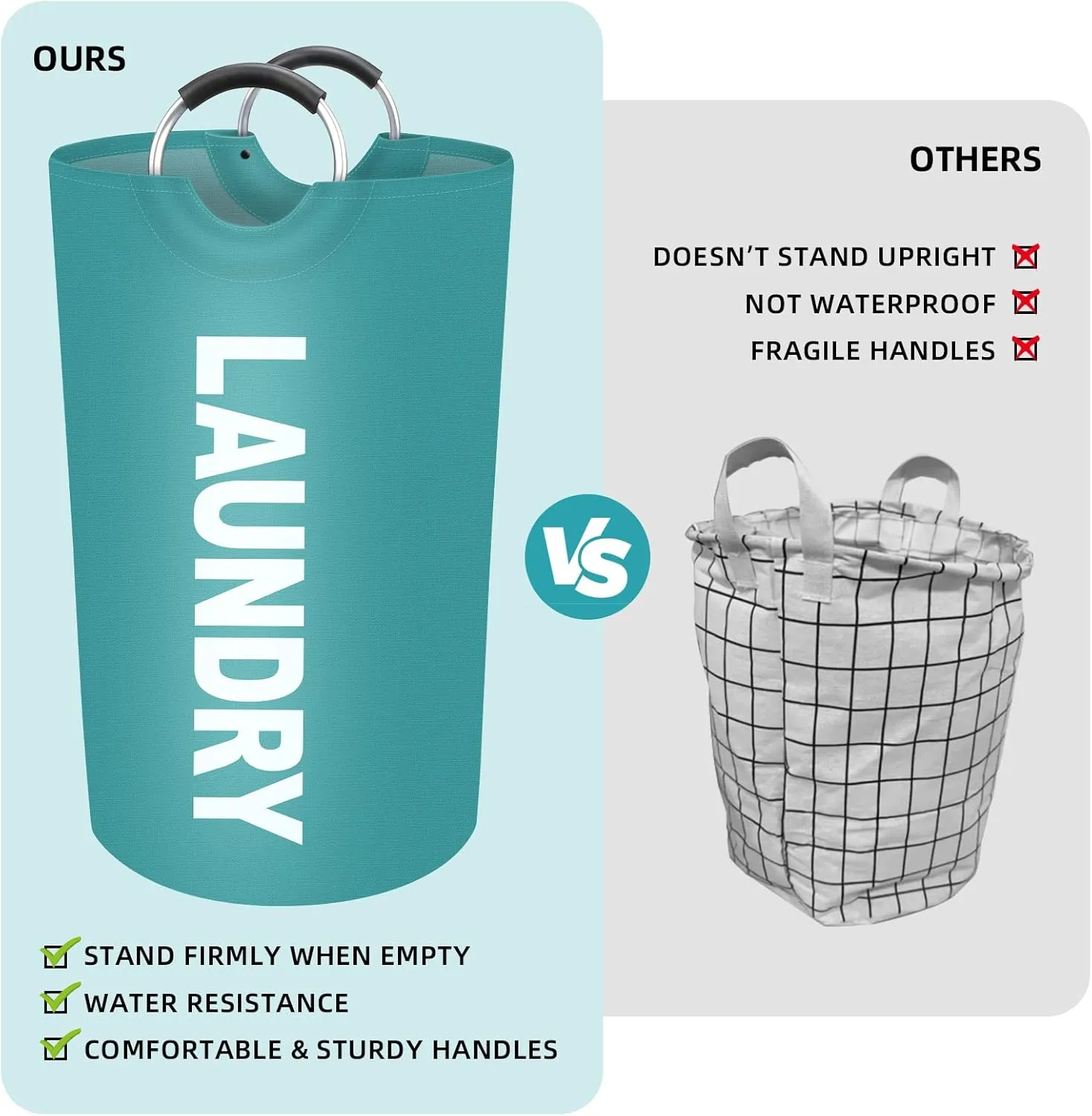 StorageRight 90L Large Laundry Basket, Laundry Hamper, Dirty Clothes Hamper for Laundry, Collapsible, Waterproof Laundry Baskets with Foam Protected Aluminum Handles for Laundry, Dorm, Family (Green)