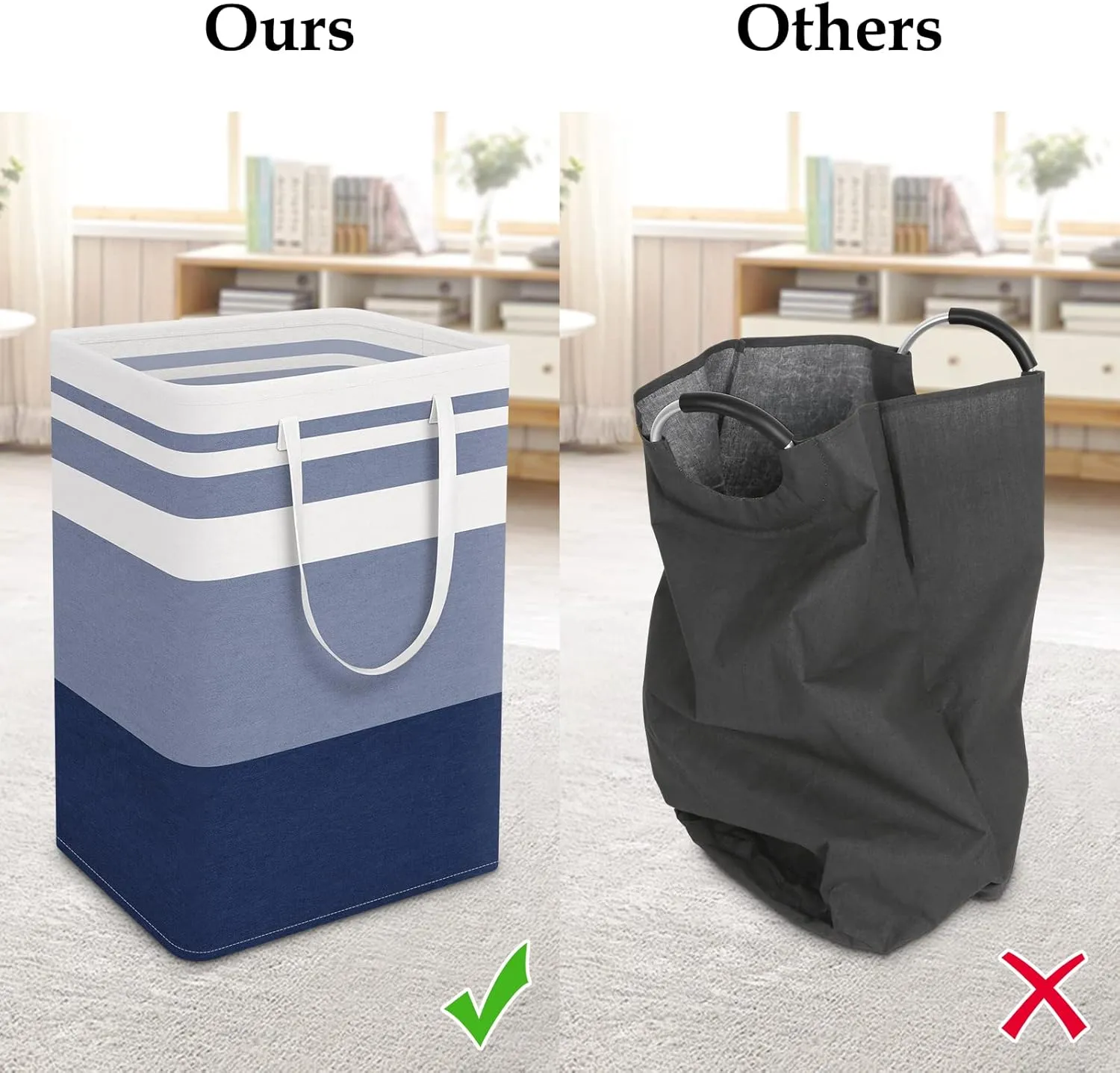 StorageRight Laundry Basket Hamper Large Collapsible Laundry Hamper with Easy Carry Handles，Freestanding Clothes Hampers for Laundry, Bedroom, Dorm, Clothes, Towels, 75L, Gradient Blue