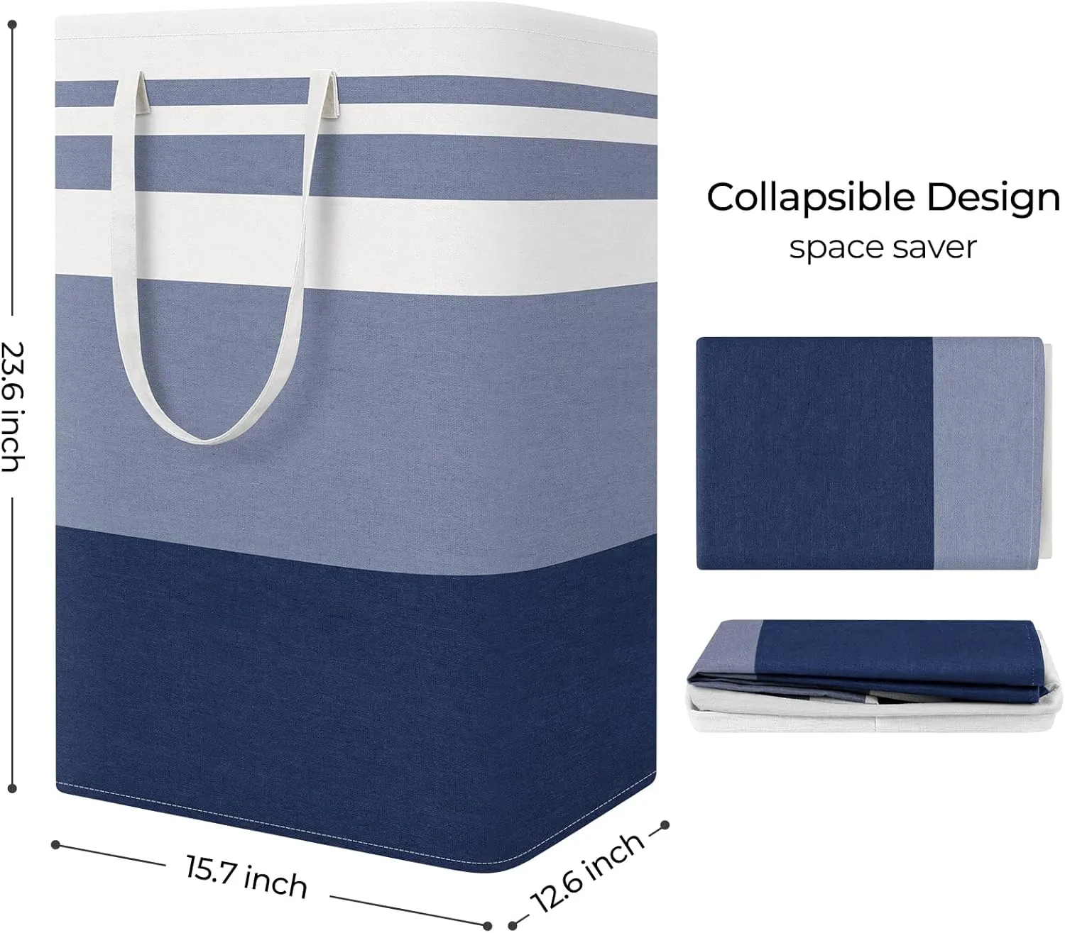 StorageRight Laundry Basket Hamper Large Collapsible Laundry Hamper with Easy Carry Handles，Freestanding Clothes Hampers for Laundry, Bedroom, Dorm, Clothes, Towels, 75L, Gradient Blue