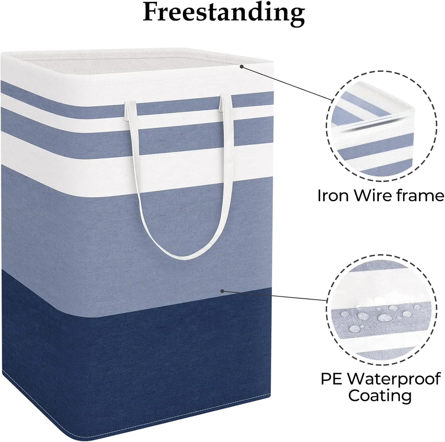 StorageRight Laundry Basket Hamper Large Collapsible Laundry Hamper with Easy Carry Handles，Freestanding Clothes Hampers for Laundry, Bedroom, Dorm, Clothes, Towels, 75L, Gradient Blue