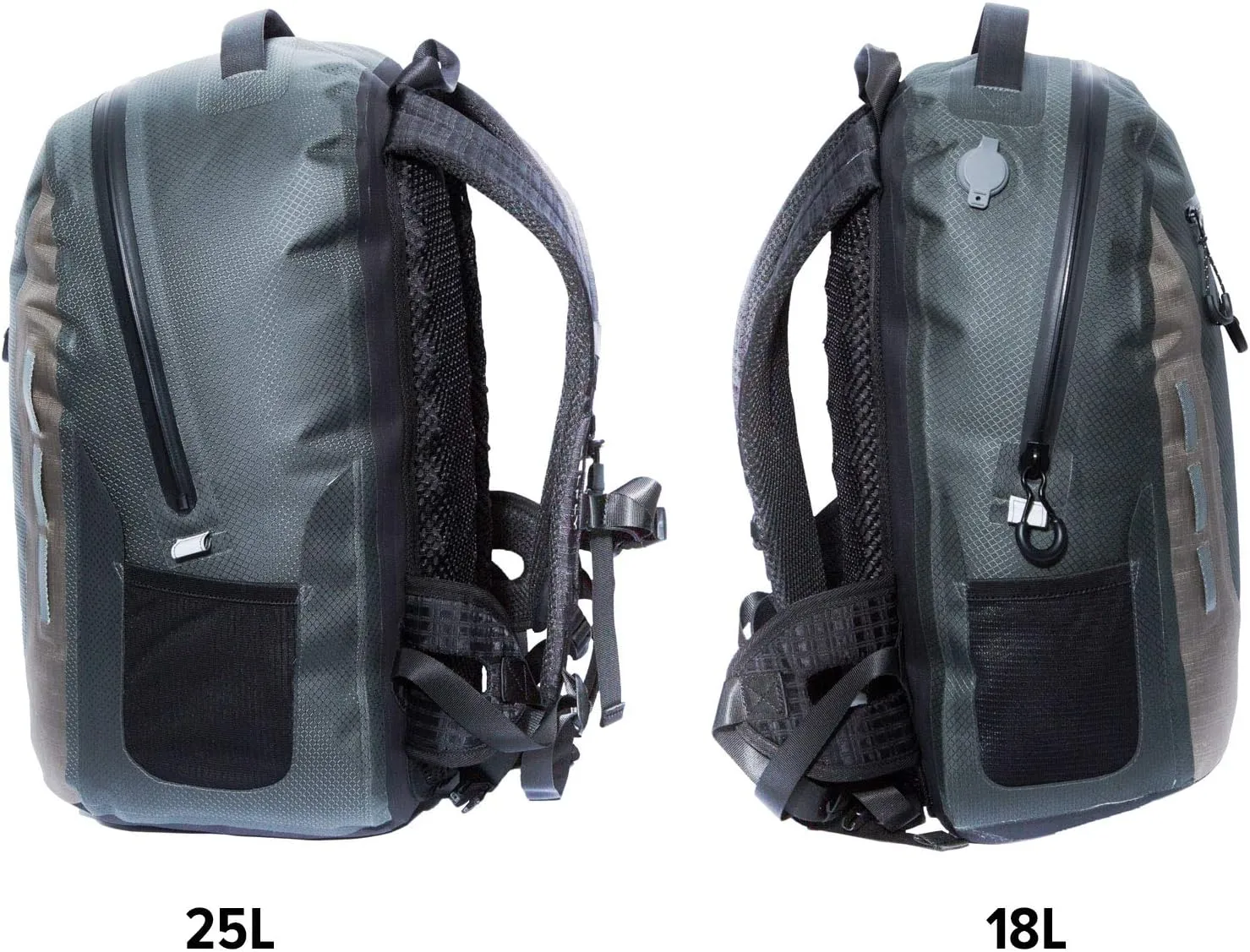 Submersipack Waterproof Backpack - Submersible, Inflatable, Floating TPU Coated Durable Nylon Dry Bag with Airtight Zipper for Kayak, Fishing, Boating, Hiking, Paddle Board (Gray Stone, 25L)