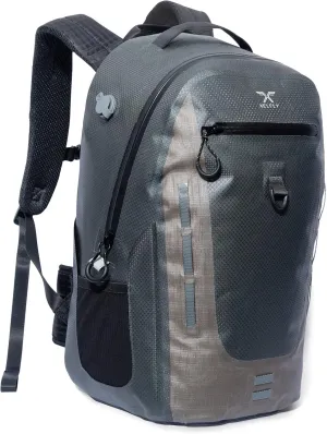 Submersipack Waterproof Backpack - Submersible, Inflatable, Floating TPU Coated Durable Nylon Dry Bag with Airtight Zipper for Kayak, Fishing, Boating, Hiking, Paddle Board (Gray Stone, 25L)