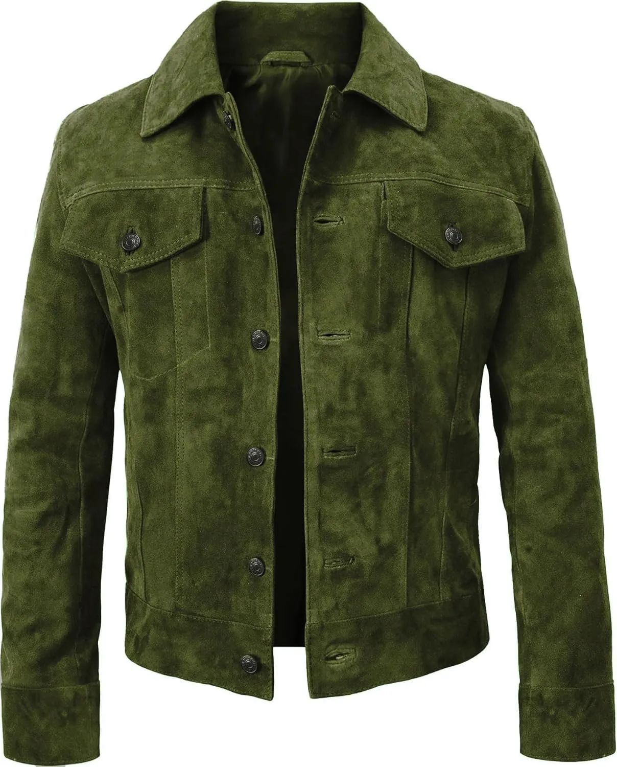 Suede Leather Trucker Jacket Men - Mens Western Style Cowboy Suede Leather Coat - Vintage Motorcycle Jacket