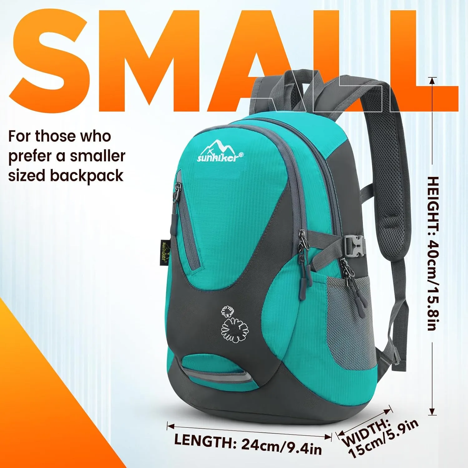 sunhiker Small Cycling Hiking Backpack Water Resistant Travel Backpack Lightweight Daypack M0714 (Aqua Green)