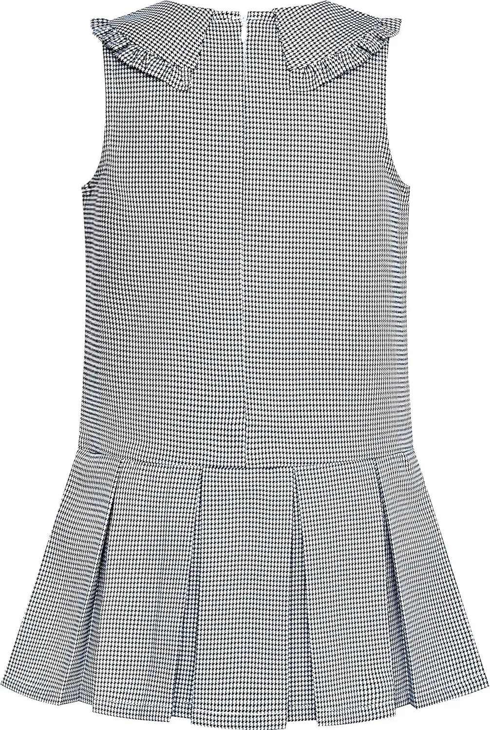 Sunny Fashion Girls Dress Pleated White Black Plaid Collar School Uniform