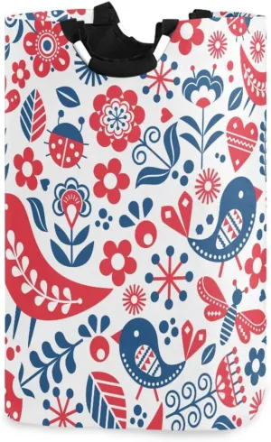 susiyo Swedish Ornamental Pattern Laundry Basket Large Collapsible Laundry Bag for Home Dorm