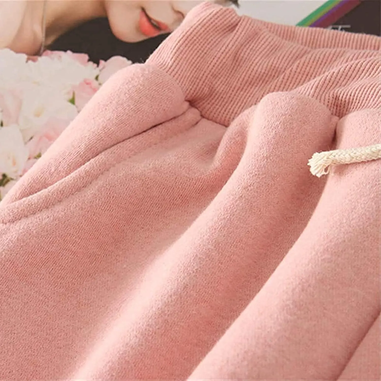 Sweatpants Women Sherpa Lined Winter Warm Fleece Joggers Casual Comfy Thermal Workout Athletic Trousers with Pockets
