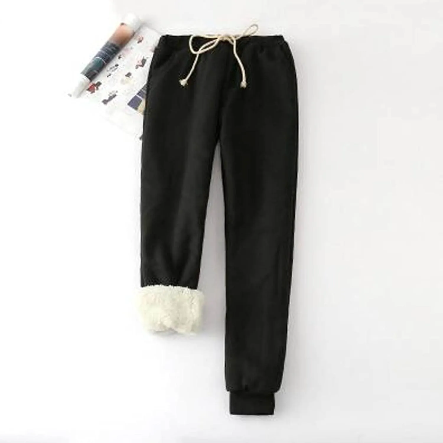 Sweatpants Women Sherpa Lined Winter Warm Fleece Joggers Casual Comfy Thermal Workout Athletic Trousers with Pockets