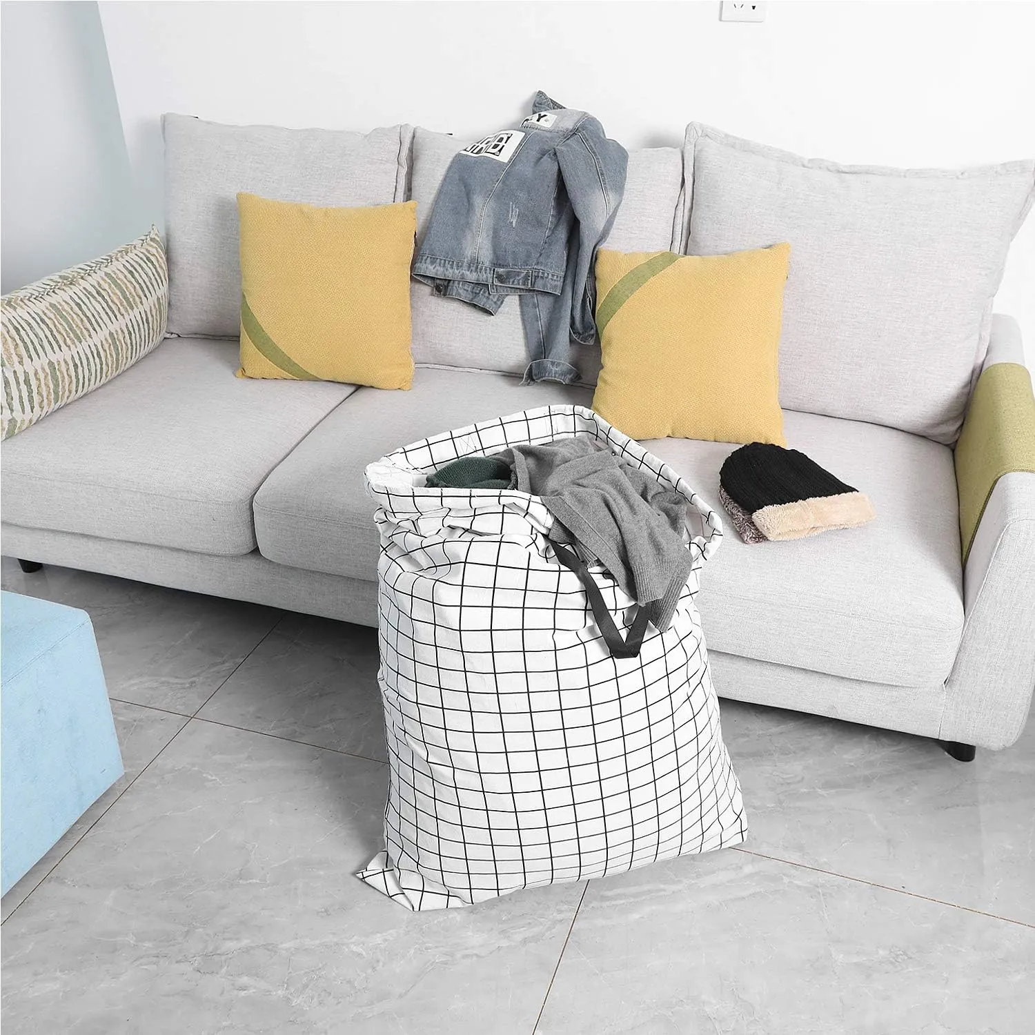 SWISSELITE Heavy Duty Laundry Drawstring Bag with Strap, 28 x 40 Inches Travel Dirty Clothes Bag for Laundromat and Household, 6 Color