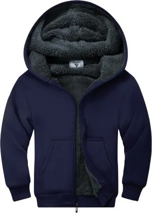 SWISSWELL Boys Fleece Hoodie Full Zip Hooded Sweatshirt Warm Cozy Jacket Long Sleeve Pullover Outerwear for Kids & Teens