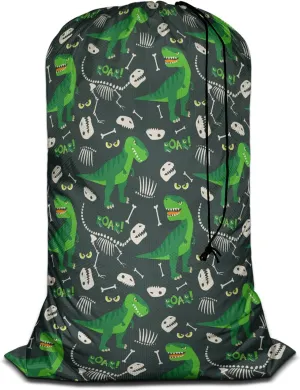Swono Laundry Basket Clothes Hamper Bag Animal Bones Dino Skull Cartoon Print Collapsible Dirty Clothes Storage Laundry Organizer, 28x40 Inch Oxford Cloth, Dinosaur