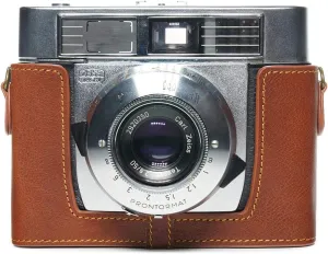 Symbolica Case, BolinUS Handmade Genuine Real Leather Half Camera Case Bag Cover for Zeiss Ikon Symbolica Camera with Hand Strap (LavaBrown)