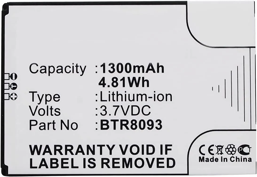 Synergy Digital Camera Battery, Compatible with Utstarcom BTR8093 Digital Camera, (Li-Ion, 3.7V, 1300 mAh) Ultra High Capacity, Replacement for Utstarcom BTR8093 Battery