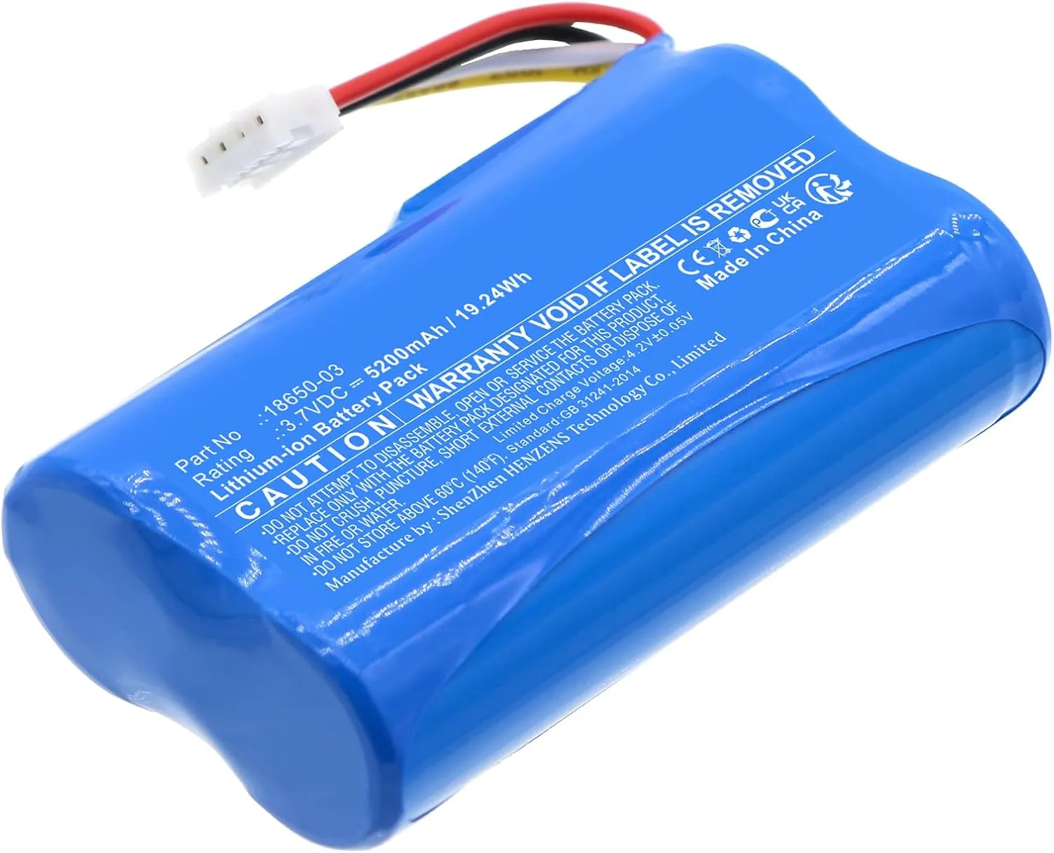 Synergy Digital Home Security Camera Battery, Compatible with EZVIZ DB2C Home Security Camera, (Li-ion, 3.7V, 5200mAh) Ultra High Capacity, Replacement for EZVIZ 18650-03 Battery