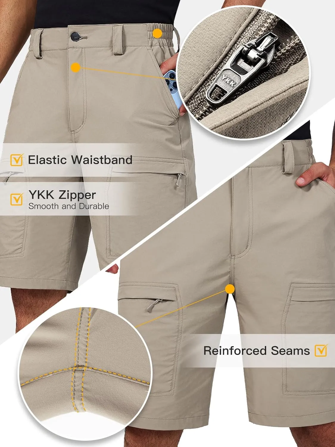 Tactical Cargo Shorts for Men Quick-Dry Lightweight Work Shorts with 7 Pockets,Durable Hiking Outdoor Short