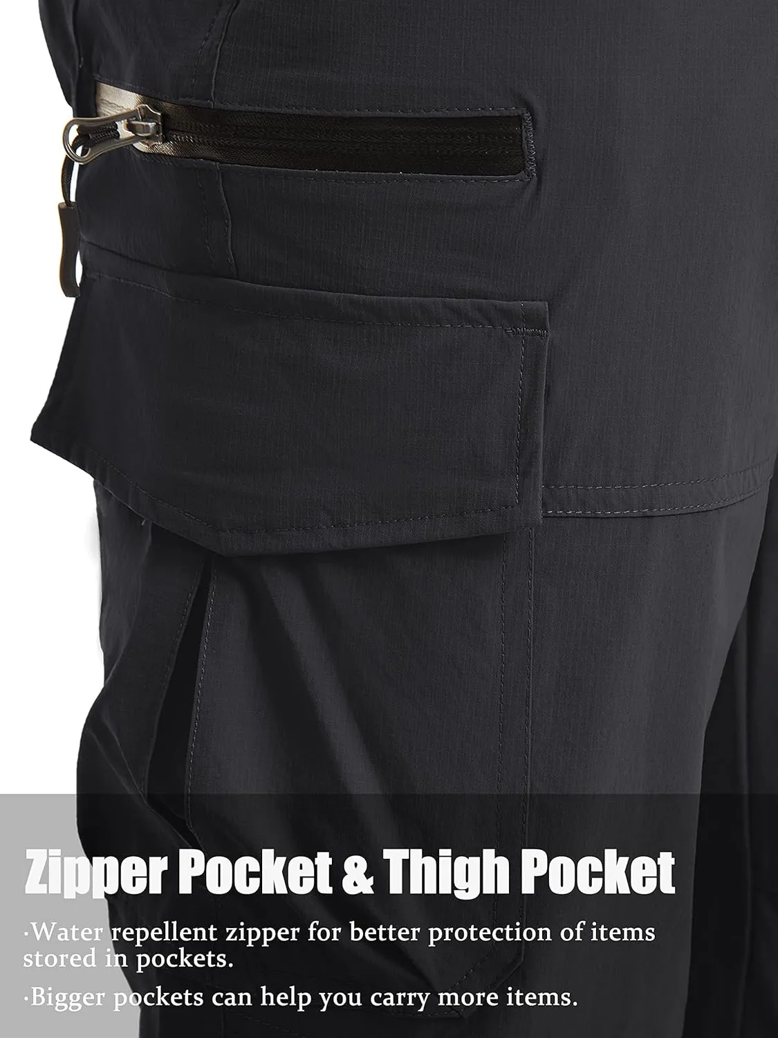 TACVASEN Men's Capri Pants 7 Pockets 3/4 Quick Dry Water Resistant Workout Hiking Summer Long Cargo Shorts Below Knee