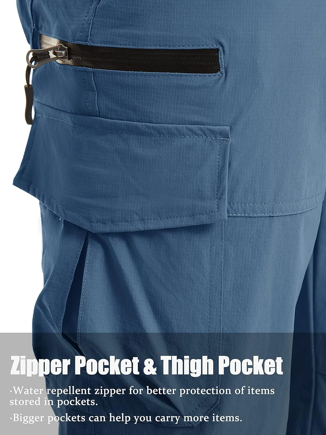 TACVASEN Men's Capri Pants Quick Dry Cargo Hiking Water Resistant Work Summer Long Shorts Below Knee