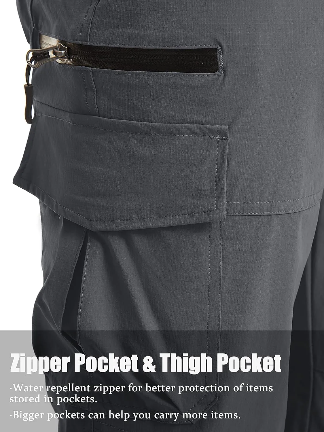 TACVASEN Men's Capri Pants Quick Dry Cargo Hiking Water Resistant Work Summer Long Shorts Below Knee