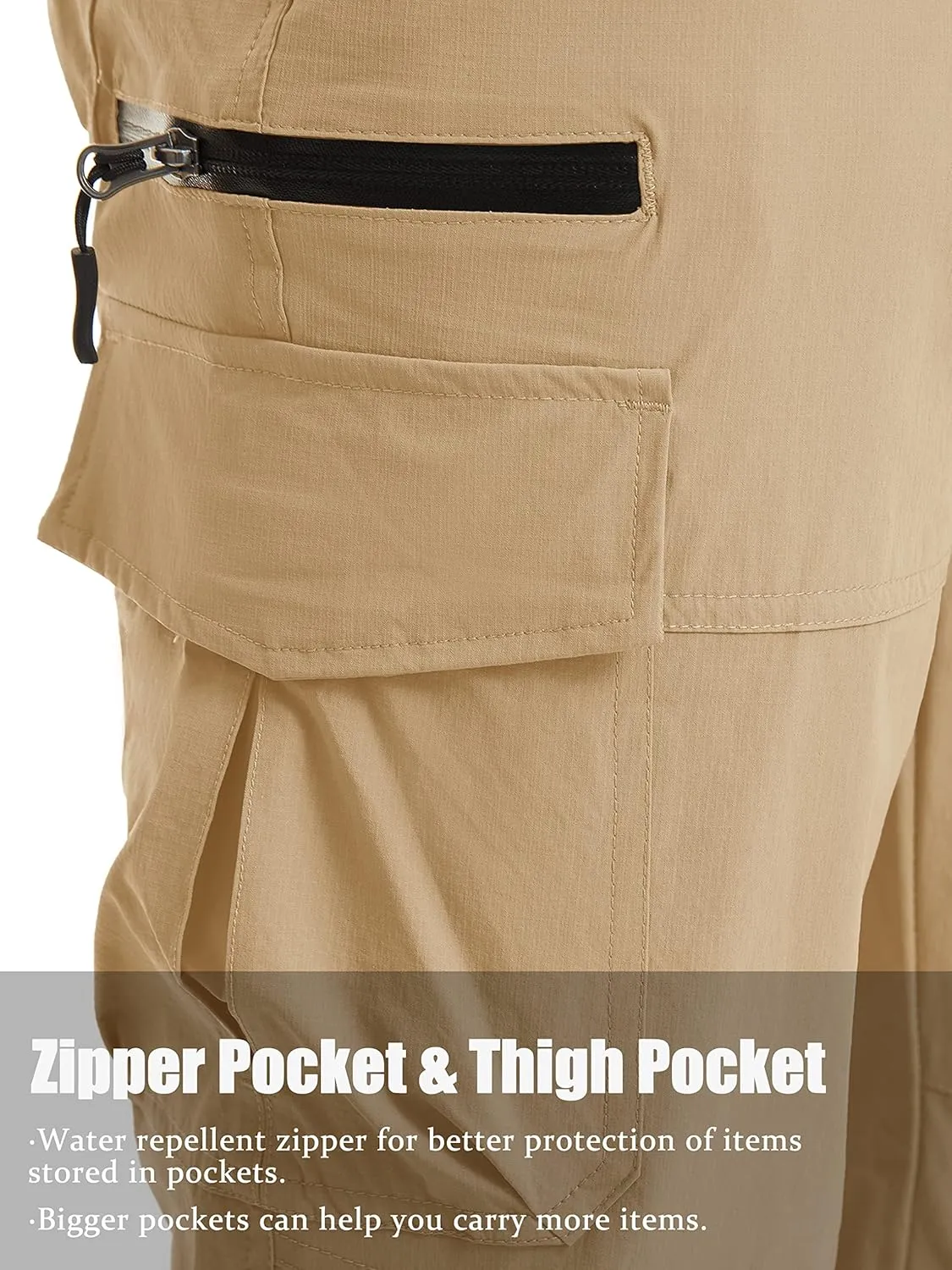 TACVASEN Men's Capri Pants Quick Dry Cargo Hiking Water Resistant Work Summer Long Shorts Below Knee
