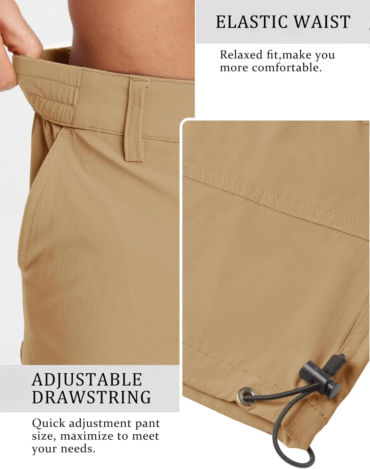 TACVASEN Men's Capri Pants Quick Dry Cargo Hiking Water Resistant Work Summer Long Shorts Below Knee
